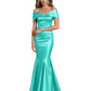 Luxury Emerald Formal Dress Off-the-Shoulder Satin Gown Trumpet Silhouette