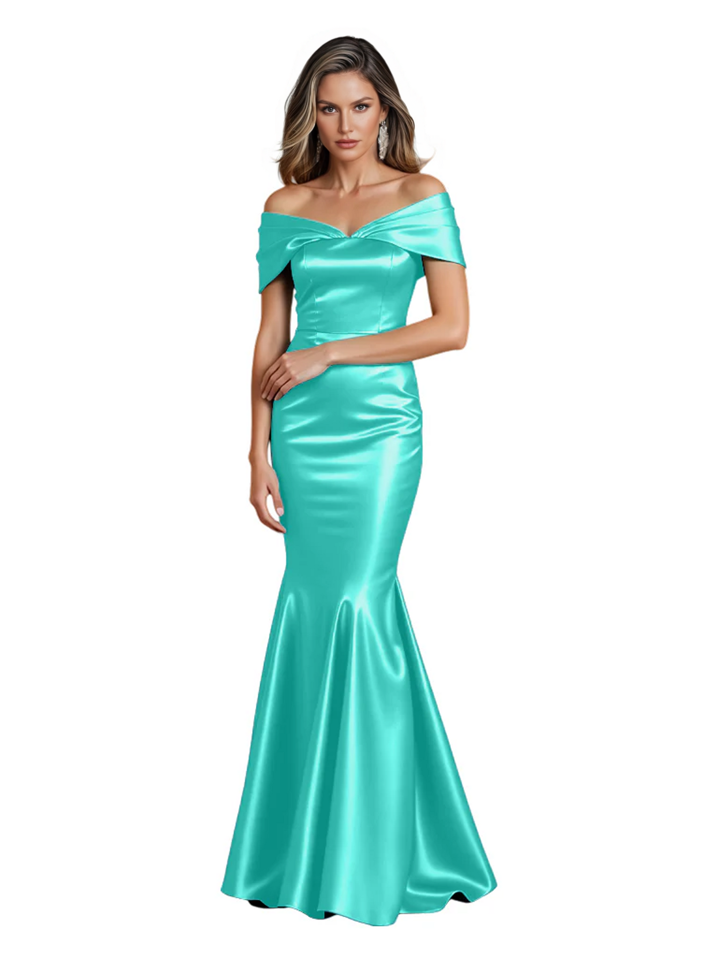 Luxury Emerald Formal Dress Off-the-Shoulder Satin Gown Trumpet Silhouette