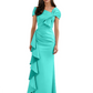 Elegant Mother of Bride Dress Formal Gowns Mermaid Ruffle Floor Length Asymmetric Neckline