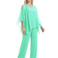 V-Neck Chiffon Mother of the Brides Dresses Plus Size Jacket Suits Wedding