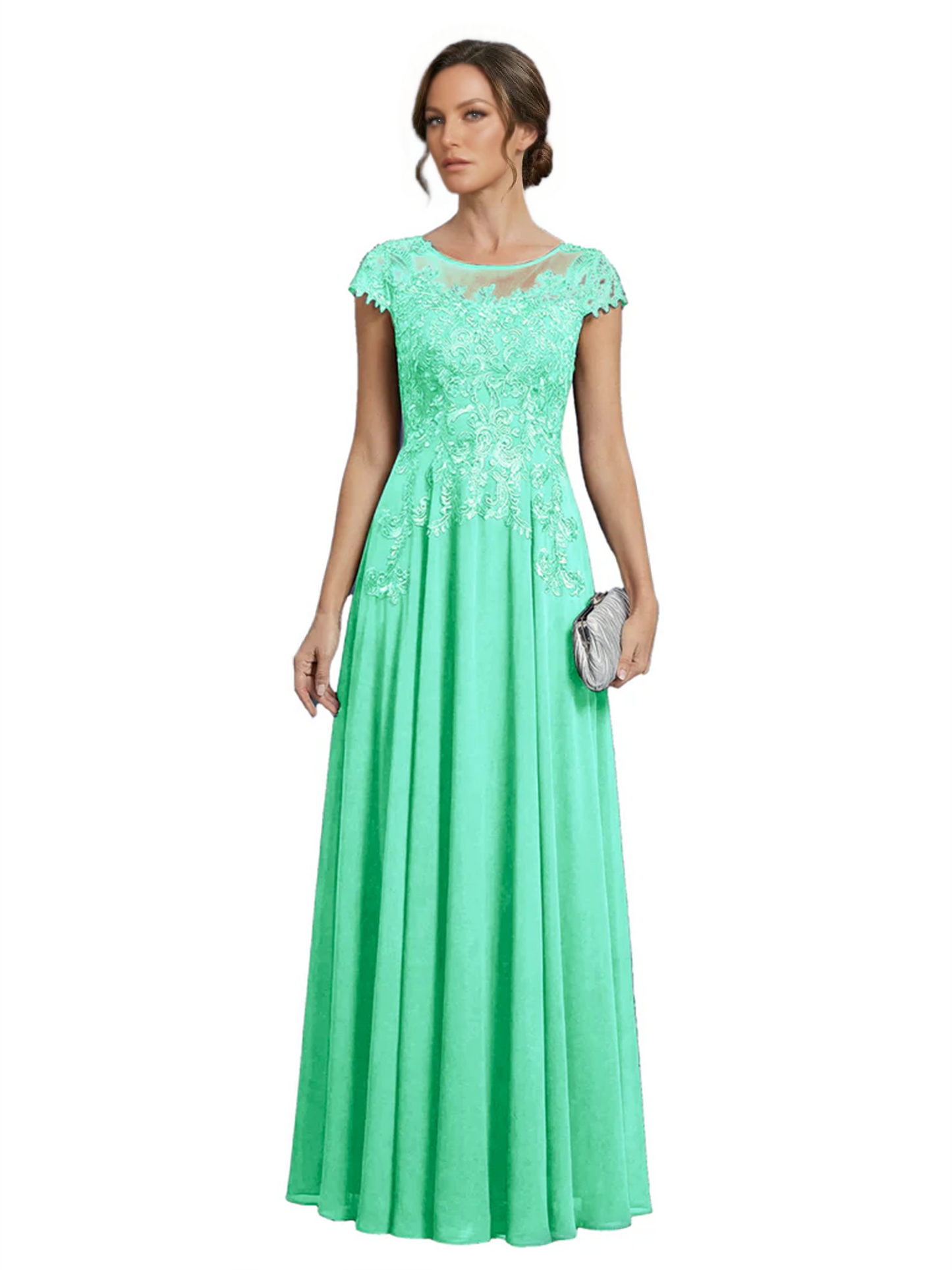 Chic Long A-Line Chiffon Mother of the Brides Dresses Sequin Mom Outfits For Wedding