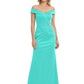 Off Shoulder Mother of the Bride Dress Beaded Waist Satin Gown Portrait Neckline