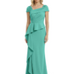 A-Line Satin Cap Sleeves Mother of the Brides Dresses Floor Length For Wedding