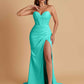 Elegant Soft Satin Mermaid V-neck Side Slit Floor-Length Bridesmaid Dresses Online