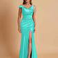 Sexy Soft Satin Mermaid V-neck Floor-Length Mermaid Bridesmaid Dresses