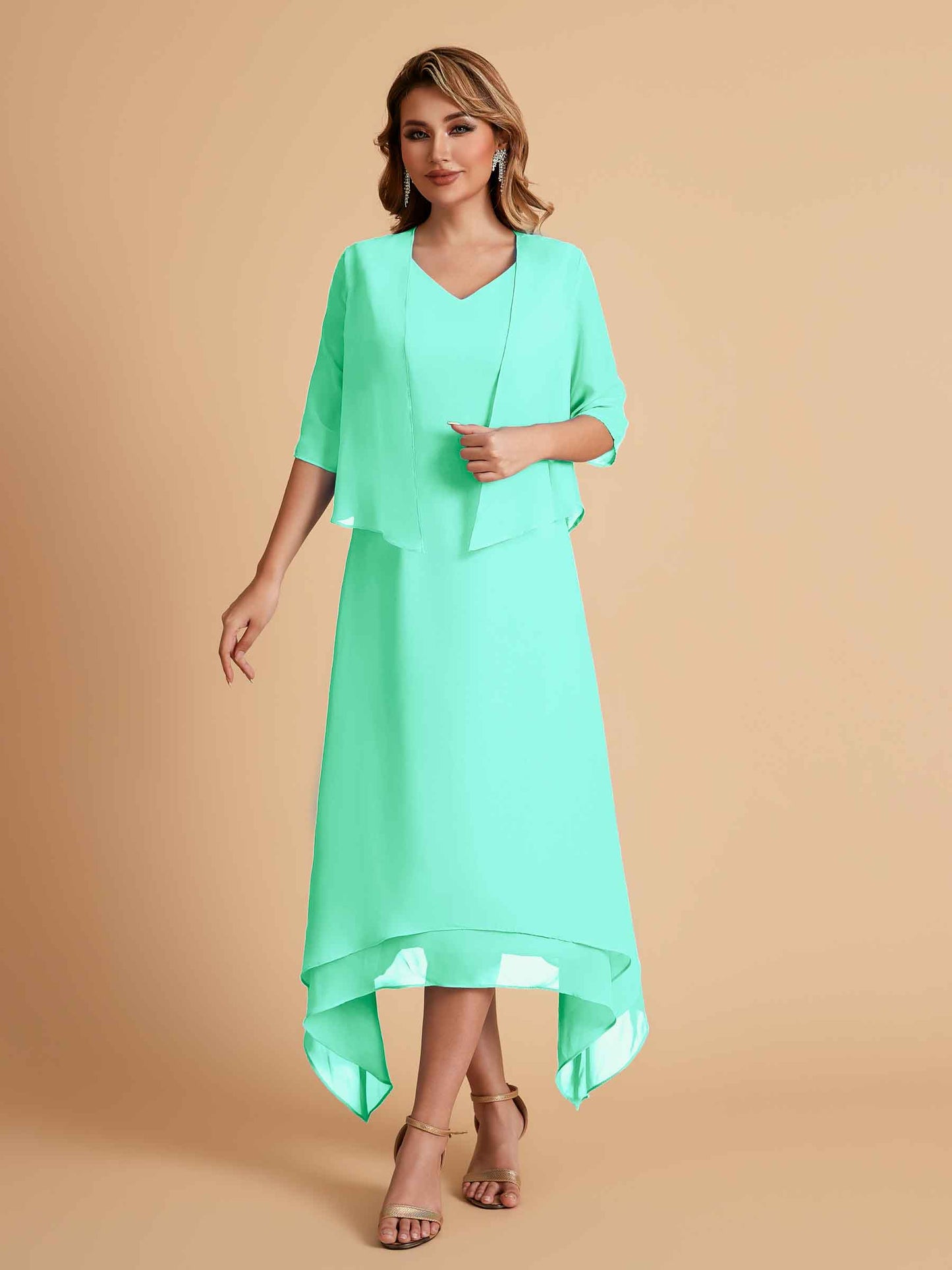 Elegant A-line Chiffon Short Sleeves Mother of the Brides Dresses Online