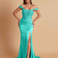 Sexy Soft Satin V-neck Off-the-shoulder Strapless Side-Slit Mermaid Bridesmaid Dresses