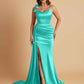 Elegant Soft Satin Mermaid Bowknot Floor-Length Mermaid Bridesmaid Dresses