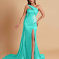 Elegant Soft Satin Sweetheart One Shoulder Side-Slit Mermaid Bridesmaid Dresses