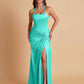 Gorgeous Square Criss Cross Soft Satin Side Slit Floor-Length Mermaid Bridesmaid Dresses