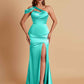 Elegant Soft Satin Sweetheart One Shoulder Side-Slit Mermaid Bridesmaid Dresses