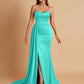 Elegant Soft Satin Sweetheart Strapless Side-Slit Mermaid Bridesmaid Dresses