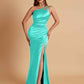 Sexy Soft Satin Mermaid One Shoulder Floor-Length Mermaid Bridesmaid Dresses