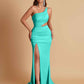 Gorgeous One Shoulder Soft Satin Side Slit Floor-Length Mermaid Bridesmaid Dresses