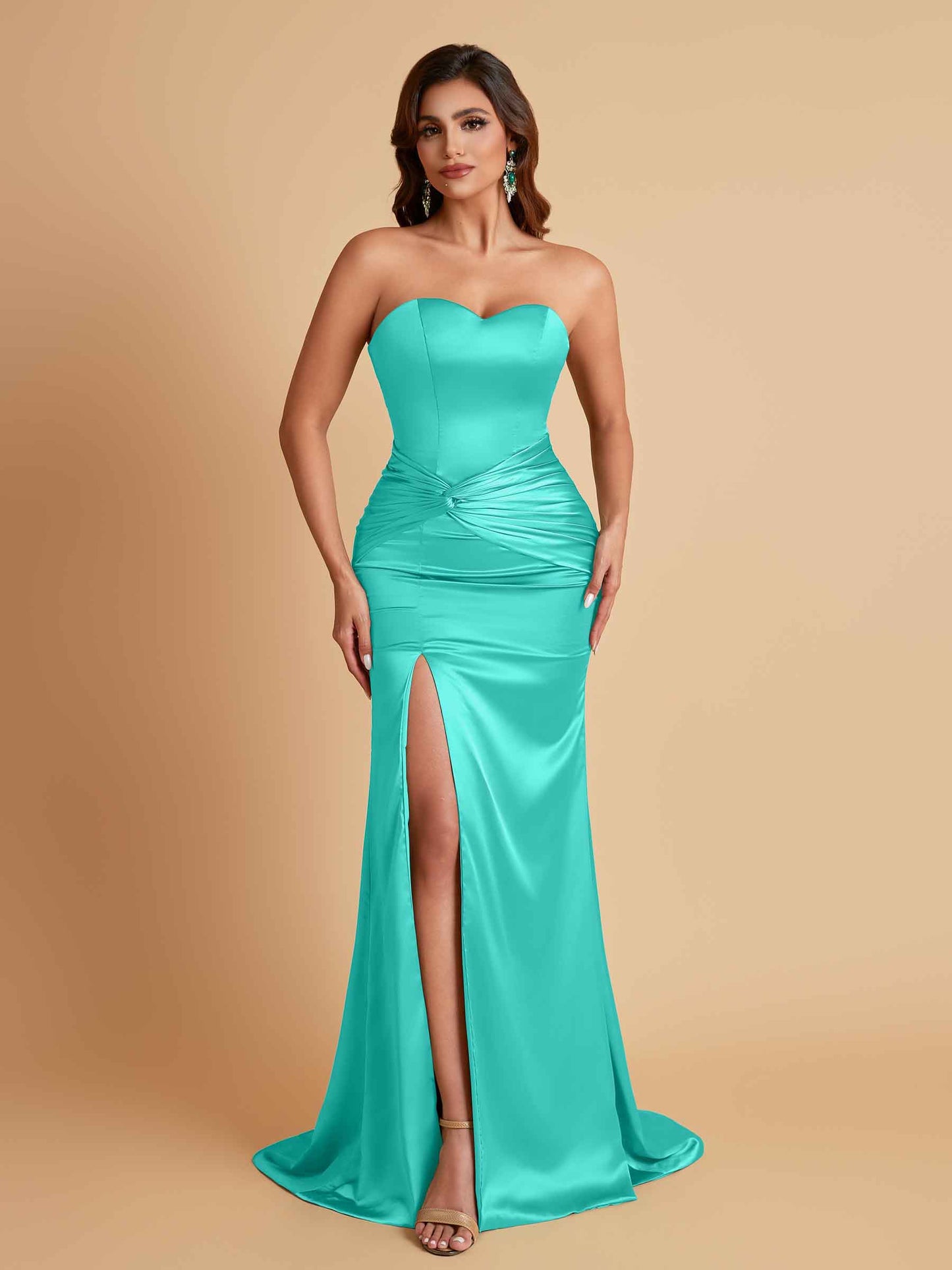 Sexy Soft Satin Mermaid Sweetheart Floor-Length Mermaid Bridesmaid Dresses