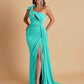 Gorgeous One Shoulder Bow Knot Soft Satin Side Slit Floor-Length Mermaid Bridesmaid Dresses