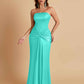 Sexy Soft Satin Mermaid Strapless Floor-Length Mermaid Bridesmaid Dresses