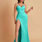 Simple Soft Satin Mermaid V-neck Floor-Length Mermaid Bridesmaid Dresses