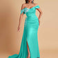 Elegant Soft Satin Mermaid Off Shoulder Floor-Length Mermaid Bridesmaid Dresses