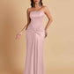 Sexy Soft Satin Mermaid Strapless Floor-Length Mermaid Bridesmaid Dresses