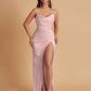 Sexy Soft Satin Mermaid V-neck Side Slit Floor-Length Bridesmaid Dresses Online