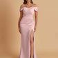 Sexy Soft Satin Mermaid Cold Shoulder Side Slit Floor-Length Bridesmaid Dresses Online