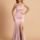 Elegant Satin Sweetheart Mermaid Side Slit Floor Length Bridesmaid Dresses