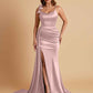 Elegant Soft Satin Mermaid Bowknot Floor-Length Mermaid Bridesmaid Dresses