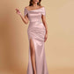 Elegant Soft Satin Off-the-shoulder Side-Slit Mermaid Bridesmaid Dresses