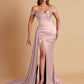 Sexy Soft Satin Sweetheart Off-the-shoulder Strapless Side-Slit Mermaid Bridesmaid Dresses
