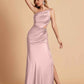 Elegant Satin One Shoulder Side Slit Mermaid Floor Length Bridesmaid Dresses
