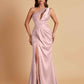 Sexy One Shoulder Soft Satin Side Slit Floor-Length Mermaid Bridesmaid Dresses