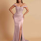 Sexy Soft Satin V-neck Off-the-shoulder Strapless Side-Slit Mermaid Bridesmaid Dresses