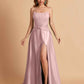 Elegant Satin Sweetheart A-Line Side Slit Floor Length Bridesmaid Dresses