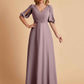 Elegant A-Line Chiffon Half Sleeves V-Neck Mother of the Brides Dresses Online