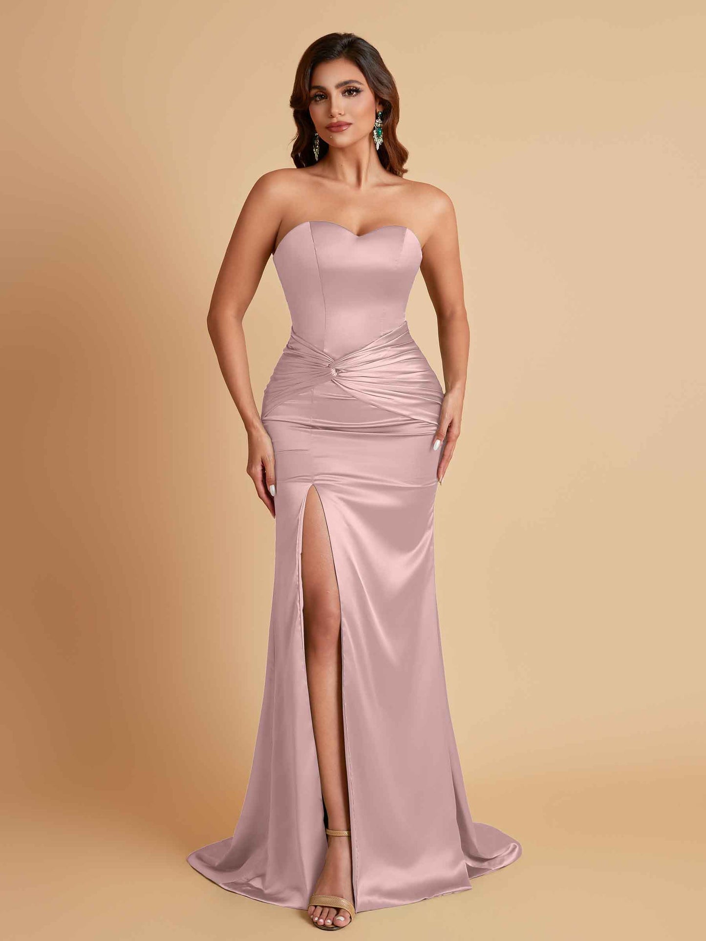 Sexy Soft Satin Mermaid Sweetheart Floor-Length Mermaid Bridesmaid Dresses