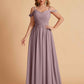 Elegant A-line Chiffon Off The Shoulder V-Neck Bridesmaid Dresses Online
