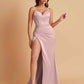 Simple Soft Satin Mermaid V-neck Floor-Length Mermaid Bridesmaid Dresses