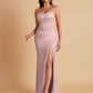 Sexy Strapless Soft Satin Side Slit Floor-Length Mermaid Bridesmaid Dresses