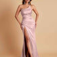 Gorgeous Strapless Soft Satin Side Slit Floor-Length Mermaid Bridesmaid Dresses