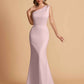 Elegant Satin One Shoulder Mermaid Side Slit Floor Length Bridesmaid Dresses