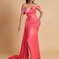 Elegant Soft Satin Mermaid Off Shoulder Floor-Length Mermaid Bridesmaid Dresses