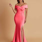 Elegant Soft Satin Mermaid Off Shoulder Side Slit Floor-Length Bridesmaid Dresses