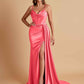 Sexy Soft Satin V-neck Spaghetti Strap Side-Slit Mermaid Bridesmaid Dresses