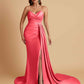Sexy Soft Satin Mermaid V-neck Floor-Length Mermaid Bridesmaid Dresses