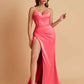 Simple Soft Satin Mermaid V-neck Floor-Length Mermaid Bridesmaid Dresses