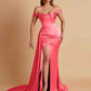 Sexy Soft Satin Sweetheart Off-the-shoulder Strapless Side-Slit Mermaid Bridesmaid Dresses