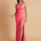 Sexy Strapless Soft Satin Side Slit Floor-Length Mermaid Bridesmaid Dresses