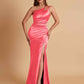 Sexy Soft Satin Mermaid One Shoulder Floor-Length Mermaid Bridesmaid Dresses