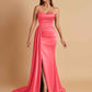 Elegant Soft Satin Sweetheart Strapless Side-Slit Mermaid Bridesmaid Dresses